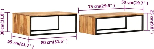 Vista 2 de Mesas nido, mesa de centro única, pequeña mesa de centro elevada adecuada para sala de estar, balcón, oficina, sala de estar familiar, 2 piezas