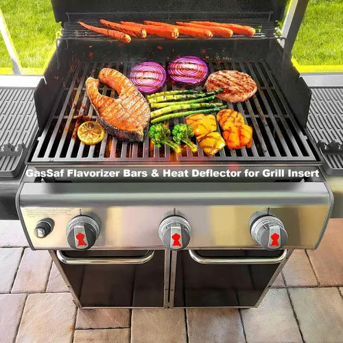 Vista 7 de GasSaf Barras aromatizantes de parrilla 17.5, deflector de calor para Weber Genesis Parts 310, barra de sabor para Weber Genesis 300 310 320 330
