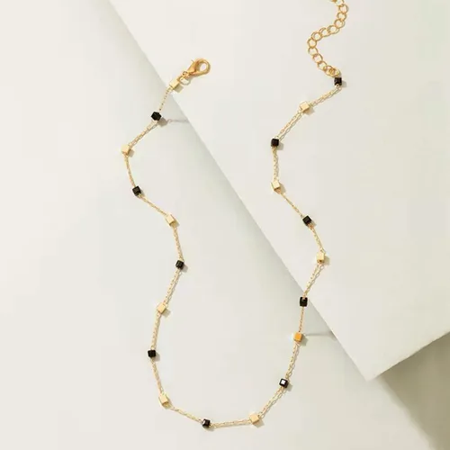Vista 4 de Gargantilla con cuentas, hecha a mano, gargantilla de piedra de cristal curativo, collares de piedras preciosas bohemias, collares dorados de verano