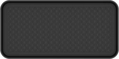 Vista 9 de Sweet Home Stores Bandeja de goma antideslizante para botas de 16 x 32 pulgadas, tapete para interiores y exteriores, para entradas, puertas