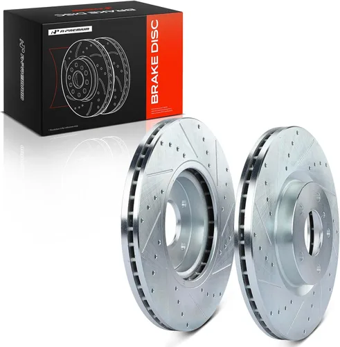Vista 9 de A-Premium 319.6mm (12.58 pulgadas) Rotores de freno de disco perforados y ranurados delanteros Compatibles con modelos seleccionados de Nissan e
