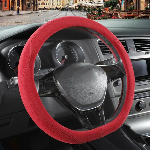 Vista 12 de Funda para volante en forma de D de gamuza negra de 13.5 a 14 pulgadas Warm in Winter and Cool in Summer, Small Felt Car Accessories, Breathable