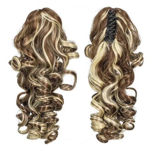 Vista 10 de 12-Pulgadas Extensiones de Cola de Caballo Cortas con Rizos de Tornillo y Pinza de Gancho Extensiones de Cabello Sintético con Cordón Extensiones