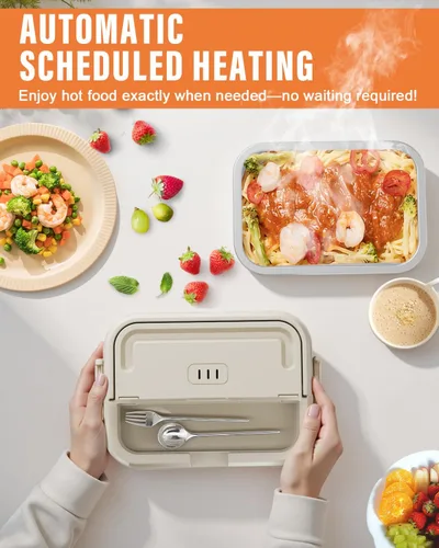 Vista 2 de Geveniss Lonchera Eléctrica Inalámbrica para Adultos – Caja de Almuerzo Calentada con Contenedor de Acero Inoxidable de 1100ML, Calentador