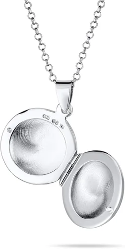 Vista 2 de Medallón de fotos de recuerdo tradicional con diseño de cúpula simple y lisa con grabado personalizado para mujeres, adolescentes con fotos de .925
