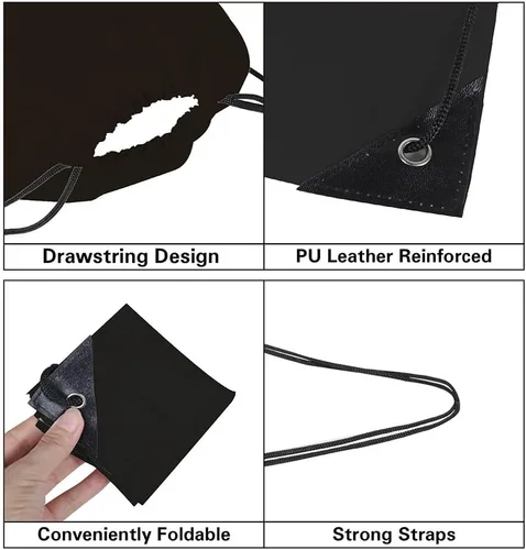 Vista 3 de Mochila con cordón a granel Draw String Bags Poliéster Cinch Bag para Gym Sport, Negro