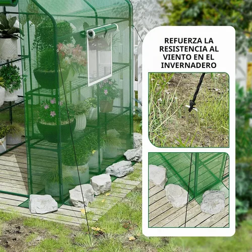 Vista 3 de Invernadero de 56 × 56 × 78 pulgadas para jardín al aire libre