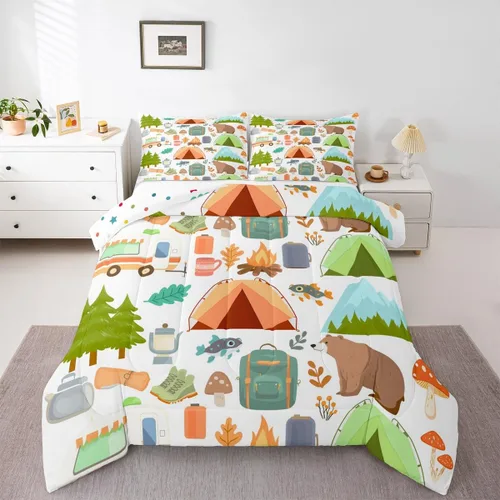 Vista 41 de Erosebridal American Flag Twin Comforter Set Army Green Camo Bedding Set for Kids Boys Girls Bear Claw Hunting Theme Bed Set Camoflage Camping