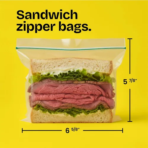 Vista 3 de Glad Bolsas de sándwich con cremallera para almacenamiento de alimentos, 100 unidades (el embalaje puede variar)