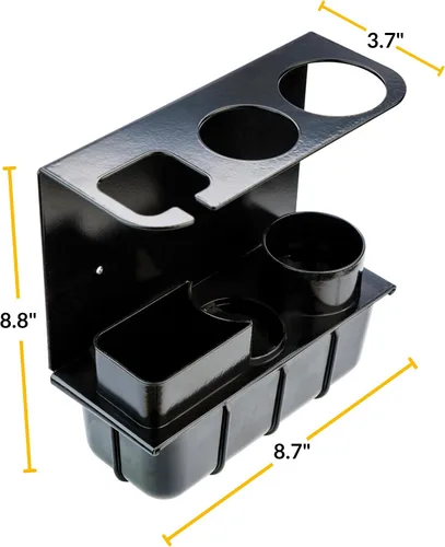 Vista 3 de Soporte para pistola de grasa – Soporte para pistola lubricante de montaje en pared Bandeja de goteo extraíble y soporte para cartuchos