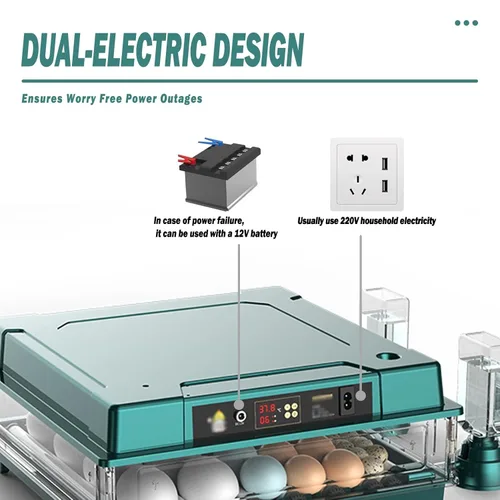 Vista 3 de 98 120 128 152 176 192 Incubadoras para incubación comercial y doméstica Auto Egg Turning LED Display Candler incorporado huevo y alarmas