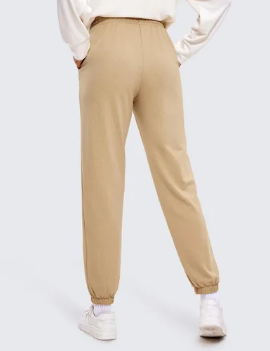 Vista 2 de CRZ YOGA Pantalones deportivos de cintura alta para mujer, pantalones de algodón grueso con bolsillos, pantalones deportivos casuales de descanso