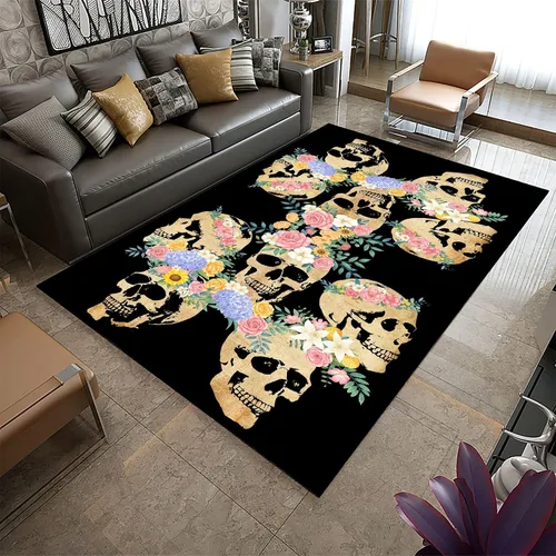 Vista 9 de Alfombra de araña negra, 3 x 4 pies, alfombra impresa en 3D de telaraña de terror, alfombra para dormitorio de niños, habitación de niños, sala