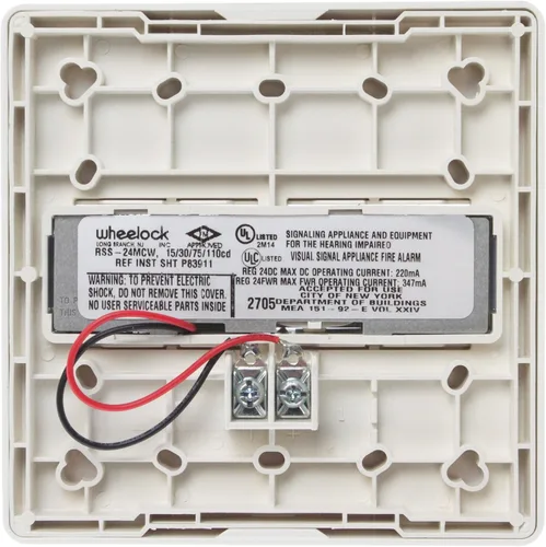 Vista 3 de Wheelock Cooper RSS-24MCW-FW - Estroboscópico multi-candela, montaje en pared, 24 VCC, blanco