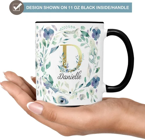 Vista 5 de Personalized Pansy Floral Monogram Ceramic Coffee Mug, 11 or 15 oz