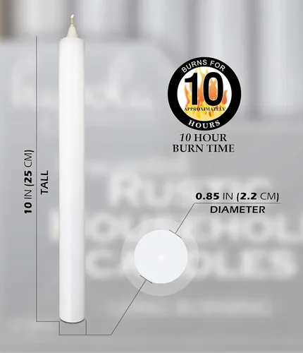 Vista 2 de Hyoola Velas de cena de 10 pulgadas – Paquete de 12 velas blancas altas sin perfume rústicas de larga combustión
