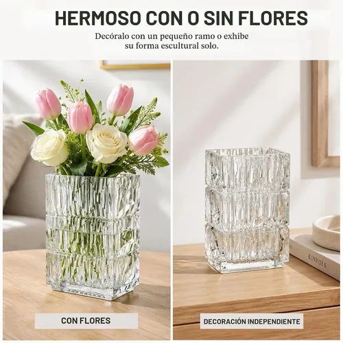 Vista 6 de Clear Crystal Glass Flower Vase, Geometric, 7.88 in, 4.4 lb
