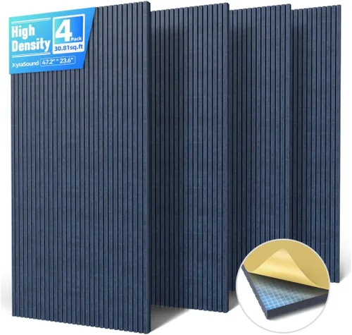 Vista 16 de Paquete de 4 paneles acústicos grandes que absorben el sonido con autoadhesivo, 47.2 x 23.6 x 0.36 pulgadas, paneles de espuma a prueba de sonido