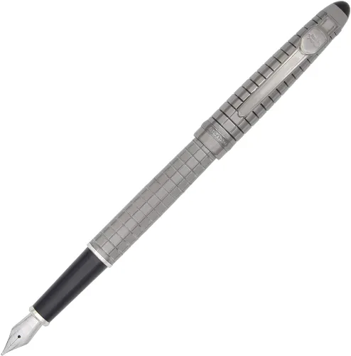 Vista 6 de Gullor Pluma estilográfica avanzada Jinhao 163 Executive Negro y Plata 18kgp Punta Media