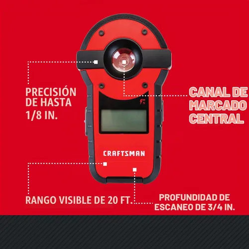 Vista 3 de [Usado] CRAFTSMAN Sensor láser de nivel y perno, rango de visibilidad de 20 pies (CMHT77636), rojo