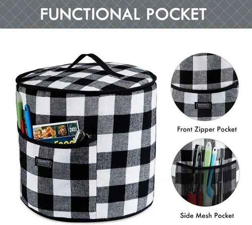Vista 5 de BAGSPRITE Cubierta antipolvo compatible con Instant Pot 6 cuartos de galón, cubierta aislada para olla a presión con bolsillos para accesorios