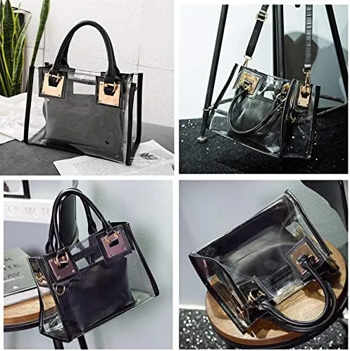 Vista 2 de Bolso bandolera transparente para mujer, bolso de mano de moda de diseñador 2 en 1