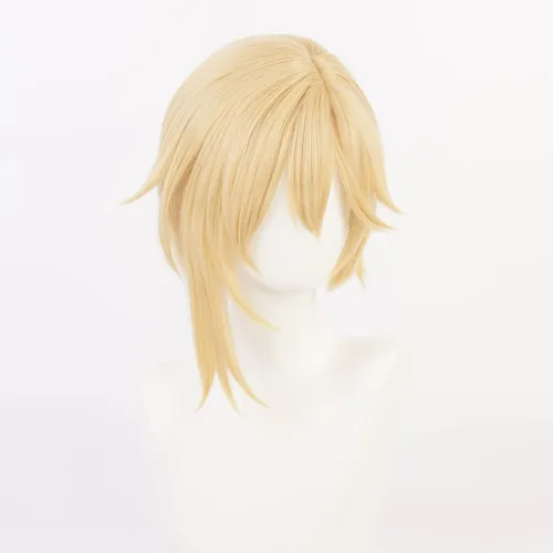 Vista 2 de XiongXiongLe Peluca amarilla Cosplay Anime Nito Nazuna Hombres Disfraz corto rizado calor sintético pelucas para adultos Fiesta Festival Halloween