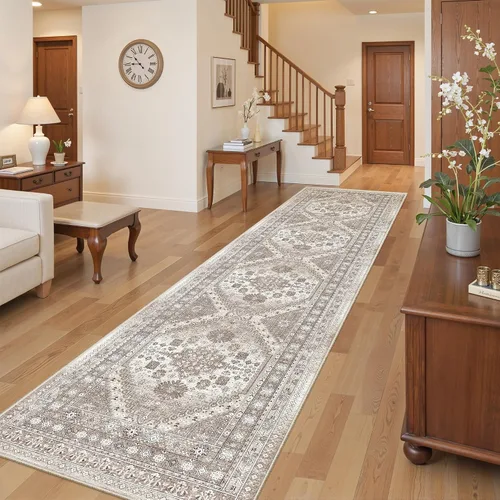 Vista 64 de befbee - Alfombra para sala de estar, lavable y resistente a manchas, con base antideslizante, ideal para dormitorio y cocina, decoración clásica