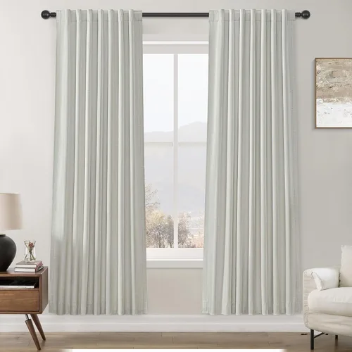 Vista 74 de Cortinas opacas de 54 pulgadas de largo para dormitorio, sala de estar, cortinas beige con aislamiento térmico, oscurecimiento de la habitación