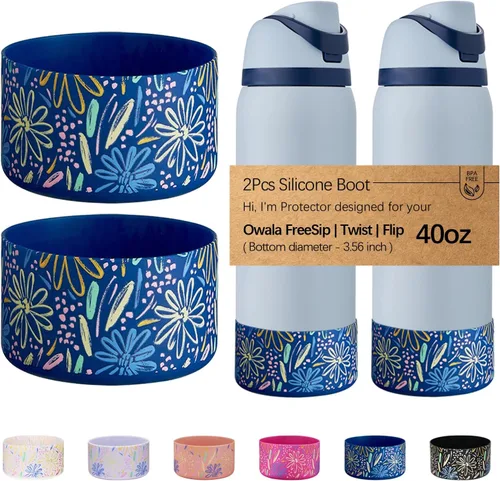 Vista 41 de WK IEASON 2 fundas de silicona para botella de agua Owala, base protectora para botella de agua Owala FreeSip Twist y Flip Flask accesorios para 3D