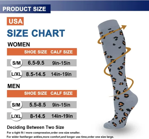 Vista 6 de FuelMeFoot Calcetines de compresión para hombres y mujeres de 20 a 30 mmHg-calcetines de apoyo graduados para fútbol, correr, enfermeras