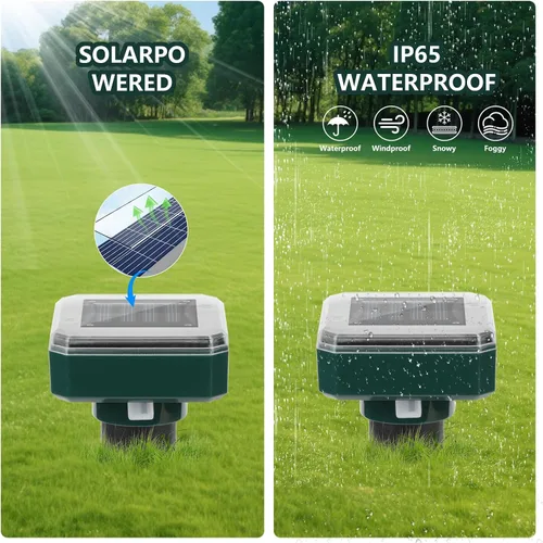 Vista 4 de Paquete de 8 repelentes de topos alimentado por energía solar, repelente ultrasónico impermeable 2026 para exteriores, ratas, ardillas, zorrillas