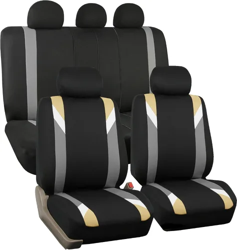 Vista 9 de FH Group Juego delantero de fundas de asientos de automóvil de tela para asientos de respaldo bajo con reposacabezas extraíble, ajuste universal