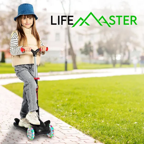 Vista 8 de Scooter de 3 ruedas para niños con asiento plegable, altura ajustable del manubrio, juguete de paseo inclinado para conducir para niños a partir