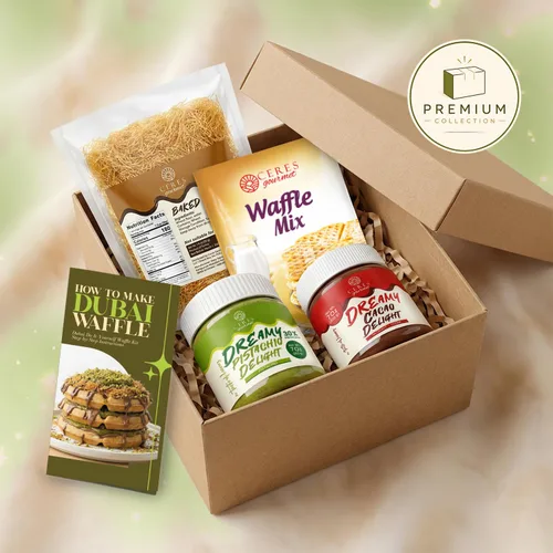 Vista 7 de Ceres Gourmet Kit de chocolate Dubai, Dubai Chocolate Waffle DIY Set que incluye 7 oz de crema de pistacho, 7 oz de avellana con cacao, 1.8 oz