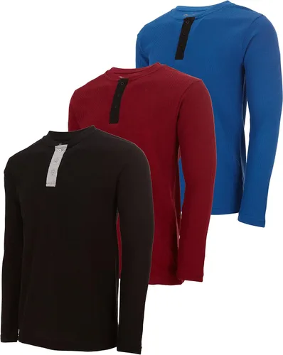 Vista 37 de DARESAY Paquete de 3: camiseta térmica de manga larga para hombre, camisetas de manga larga Henley & Crew para hombre, camisetas de manga larga