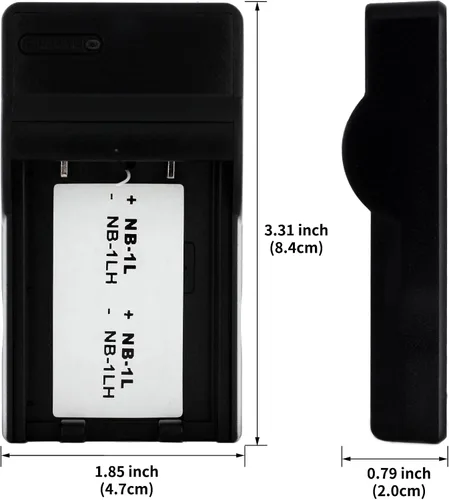 Vista 3 de Norifon Cargador USB NB-1L para Canon Digital IXUS 300, 320, 330, 400, 430, 500, V, V2, V3, IXY Digital 200, 300, 400, 430, 450, 500, S230, S330