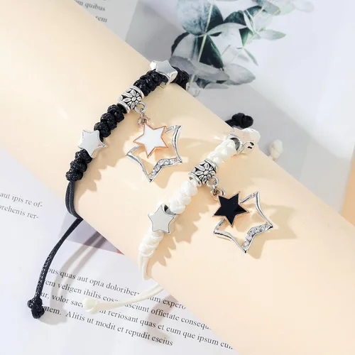 Vista 3 de Aesnefe Pulseras para parejas para 2 personas Pinky Promise a juego para parejas, regalos de relación de larga distancia para novio, aniversario
