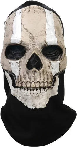 Vista 2 de Máscara espeluznante de calavera de cabeza completa para Halloween con mandíbula móvil, casco de látex realista para adultos, esqueleto aterrador