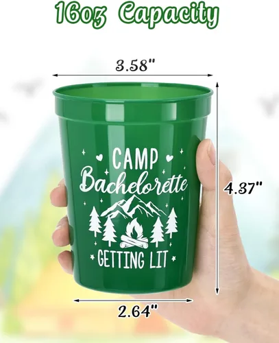 Vista 3 de Nefelibata Vasos de plástico para fiesta de despedida de soltera, 12 unidades, tazas de estadio para campamento, regalos de despedida de soltera