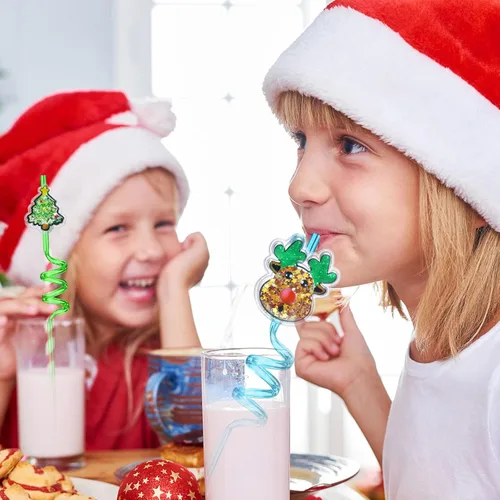 Vista 4 de 25 regalos de fiesta de Navidad con purpurina, regalos de actividades de Navidad, pajitas locas para beber, regalos para niños y adultos