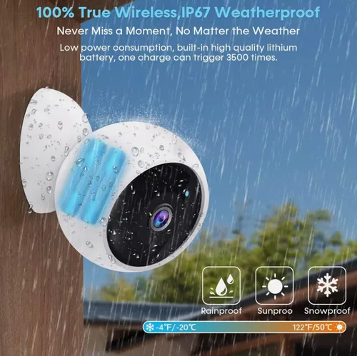 Vista 6 de VicoHome CG9 - Cámara inalámbrica para exteriores - Cámara de seguridad WiFi HD 2K, audio de 2 vías, visión nocturna a color, alimentada por