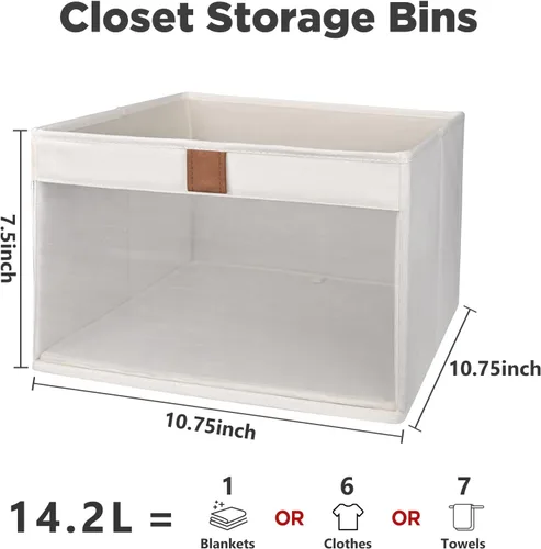 Vista 3 de Organizadores y almacenamiento de ropa para armario, cestas de almacenamiento plegables con ventana de malla para ropa, toallas y juguetes, 10.75 x