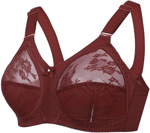 Vista 6 de TELIMUSSTO Sujetador de encaje floral para mujer, talla grande, sujeción firme, sin alambre, sin relleno, cobertura completa, minimizador