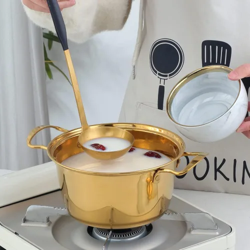 Vista 7 de Olla de sopa con tapa de vidrio, olla de acero inoxidable, olla multiusos con asa, olla de cocción de sopa (plateado)