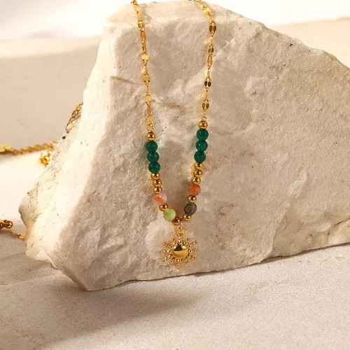 Vista 6 de Konikit Collar con dije delicado para mujer, chapado en oro, cadena hecha a mano, joyería simple