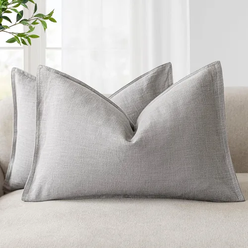 Vista 80 de Foindtower Juego de 2, Fundas Decorativas de Almohada de Lino Sólido Suaves Fundas de Cojín Europeo de Acento Estilo Granja Neutral para Silla Sofá