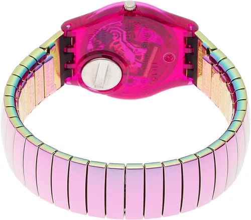 Vista 2 de Swatch Flexipink LP144B - Reloj de pulsera de acero inoxidable con esfera plateada brillante