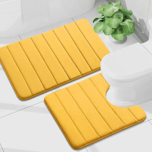 Vista 59 de Buganda Juego de 2 alfombras y tapetes de baño de espuma viscoelástica, lavables a máquina, suaves, antideslizantes, absorbentes, para baño, ducha