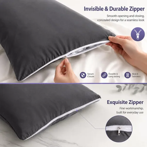 Vista 5 de Shimeyao 24 fundas protectoras de almohada con cremallera de 20 x 26 pulgadas a granel, fundas de almohada de tamaño estándar, fundas de almohada